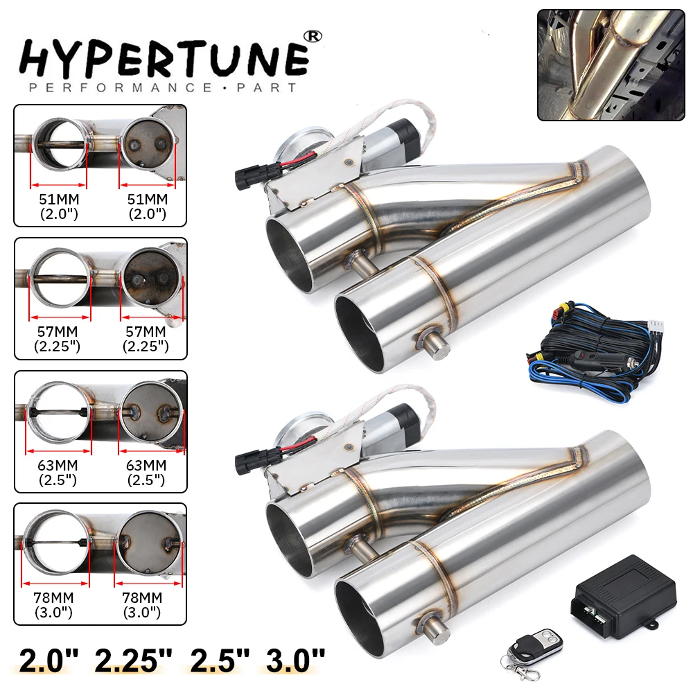 

Stainless Steel 304 2.0"/2.25" /2.5" /3.0" Electric Exhaust Downpipe Cutout E-Cut Out Dual-Valve 1 in 2 Remote Wireless