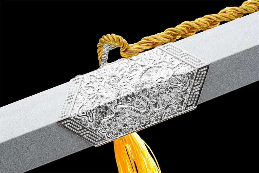 Very Beautiful Sword Han-Jian Chinese Jian Damascus Steel Blade Metal Sheath Alloy Fittings New