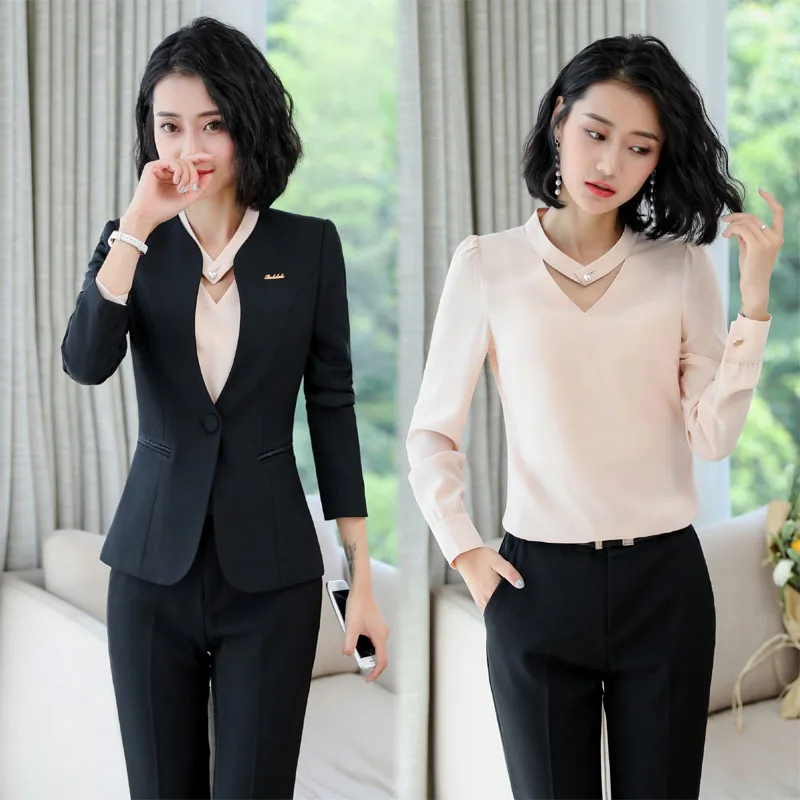 1903 Long Sleeve Elegant Women's Business Wear Professional Skirt Suit Work Clothes Large Size Suit Business Formal Wear Work Cl