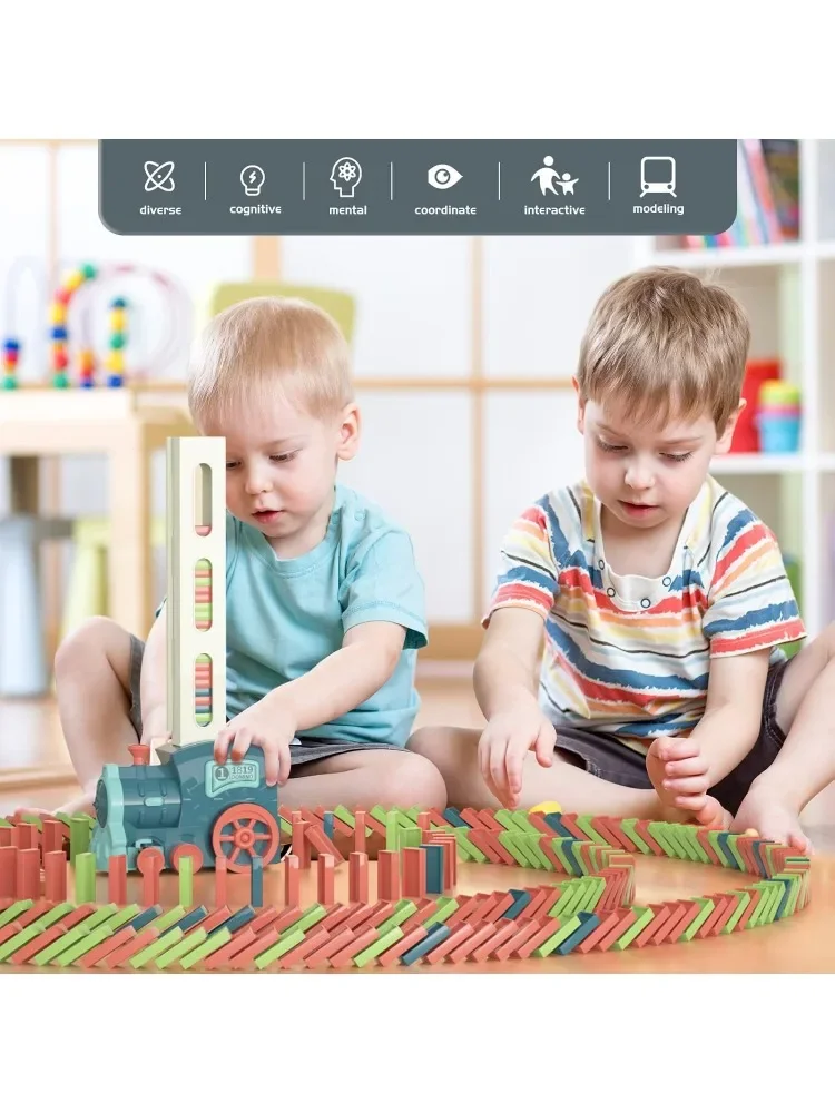 Domino Train Toy Kids Games: Automatic Dominoes Building Set Rally - Toys for 3 Year Old Boys 4