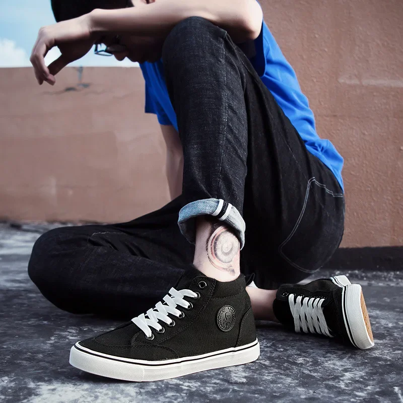 Fashion Men's Canvas Shoes Quality Men Vulcanized Shoes New Breathable Male Flats Hot Sell Wear-resistant High-top Shoes for Men 6