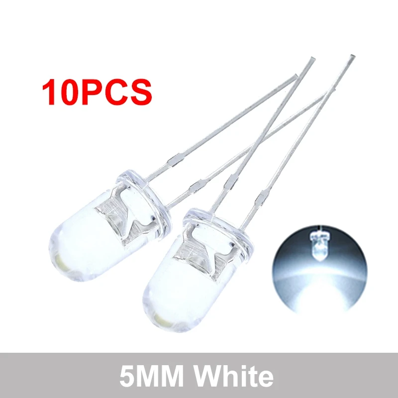ตัวเลือกสินค้า หลอดไฟ LED สีสันสดใส 5 มม. 10 ชิ้น