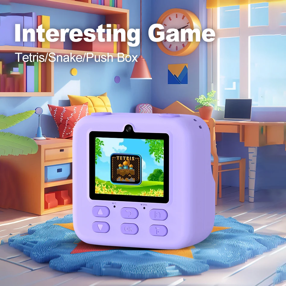 58mm Thermal Printer Children Instant Print Camera 2.4 Inch 1080P HD IPS Mini Digital Camera For Girls Boys Gifts Photo Printers