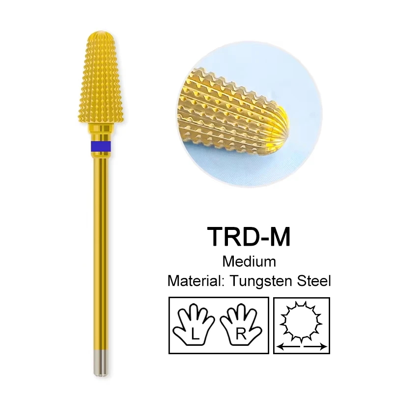 Golden Tungsten Carbide Nail Drill Bit for Manicure and Pedicure Accessories