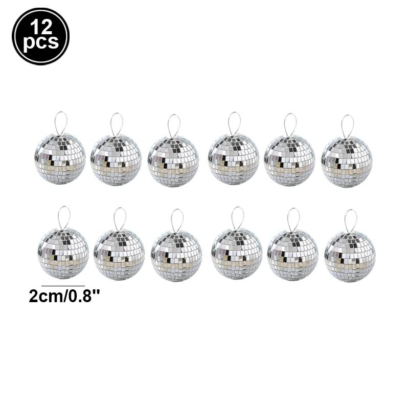 24 stuks spiegel disco bal decoraties zilver opknoping reflecterende disco bal voor DJ Club podium bruiloft vakantie (1,96 inch