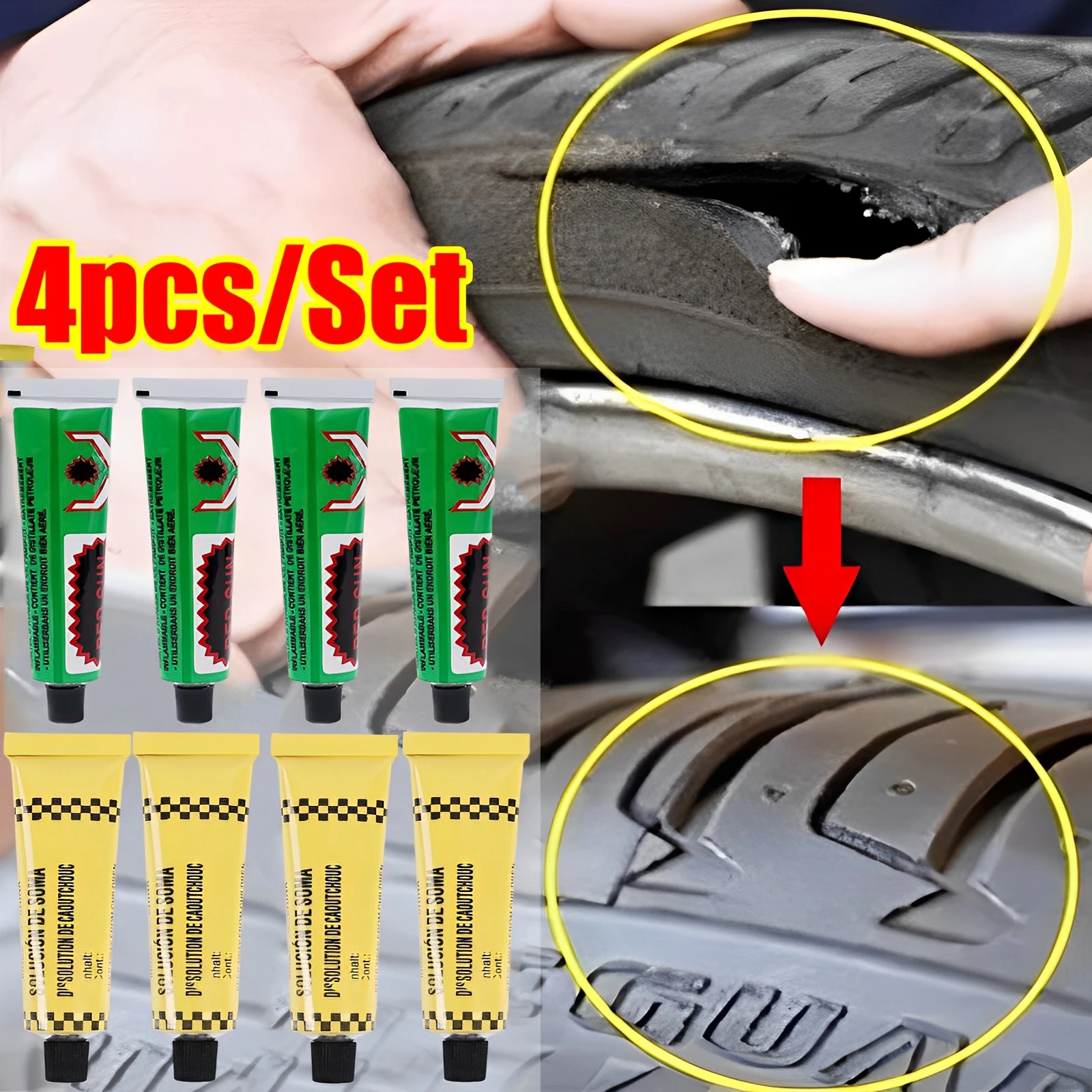 1/4pcs Tire Tyre Repairing Glue Car Motorcycle Bicycle Wheel Repairing