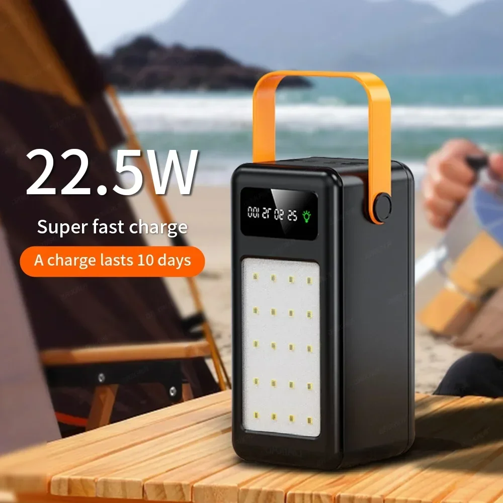 

80000mAh High Capacity Power Bank 10W Fast Charger Powerbank for iPhone Laptop Batterie Externe LED Camping Light Flashlight New