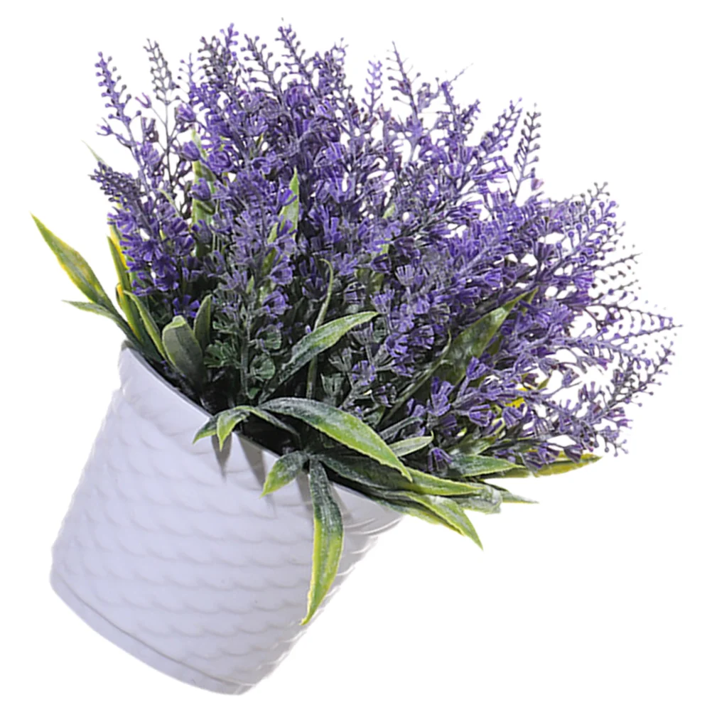 

Artificial Potted Lavender Flower Mini Fake Potted Flower Faux Plants Bonsai Decor Plastic Centerpiece Home Office Wedding