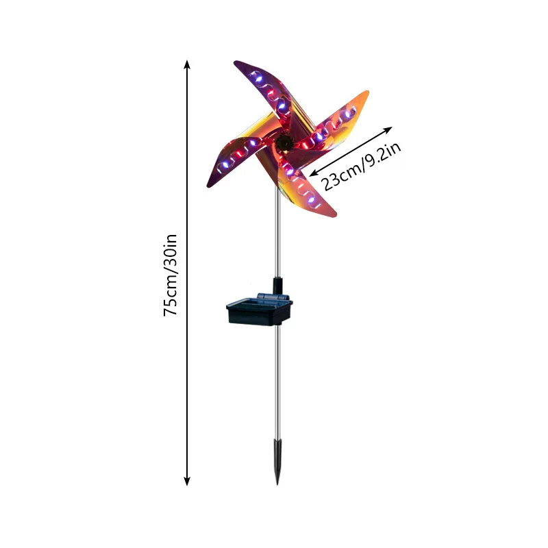 Solar Windmill Colorful Lawn Lamp Waterproof Sunscreen LED Light Garden Decoration Outdoor Battery Life 5h for Garden Art Decor Solar Garden Lamp