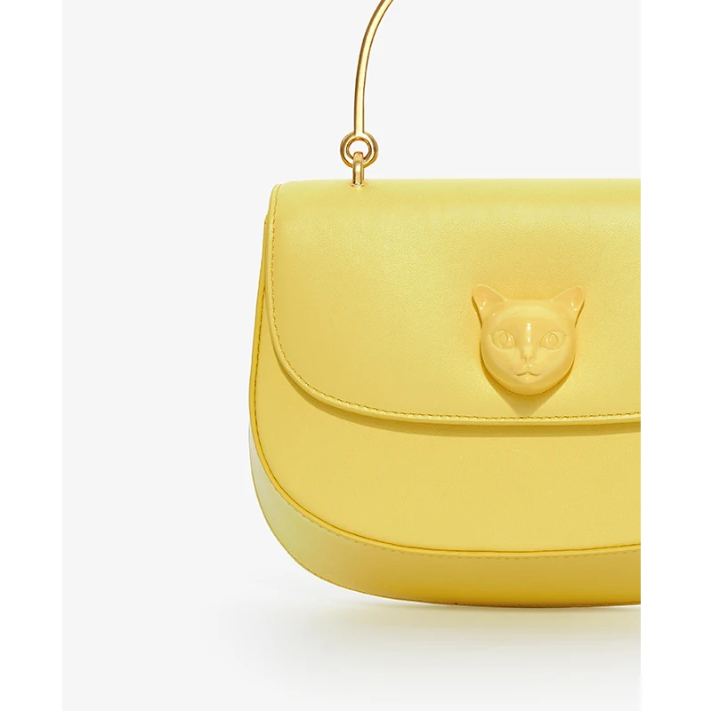 Side view of leather half moon bag