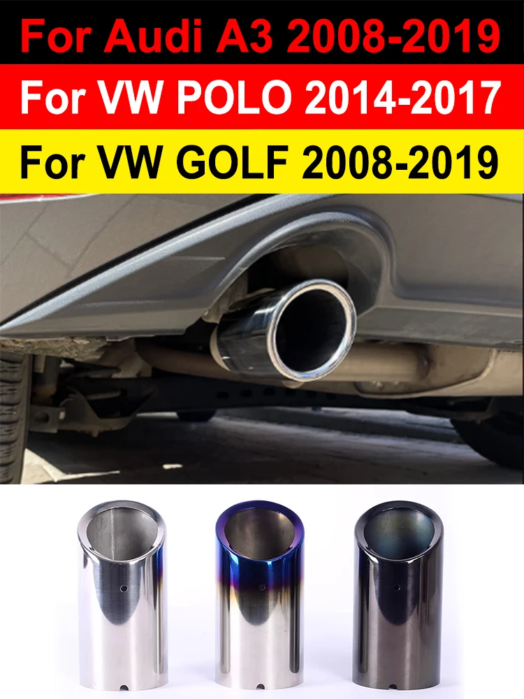 Edelstahl Auto Auspuff Schalldämpfer Rohr Spitze Abdeckung für Audi A3 8V 8P Sportback VW Golf Variant 6 POLO 6R GOLF MK7 Endrohr Auto Zubehör – Detail 1