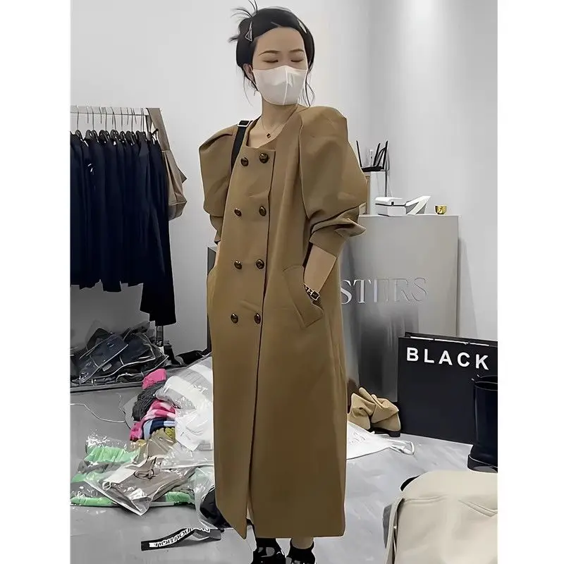 Women Windbreaker Coats Tops Overcoat Casual Cardigans Jackets Retro Y2k Korean Style Outwear Ladies Long Trench Winter Dresses