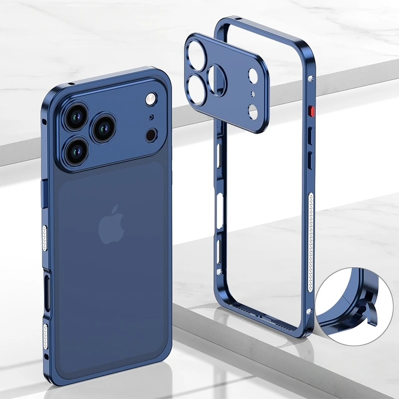 Premium Metal Alloy Shockproof Phone Case with Silicone Lining and Lens Protection
