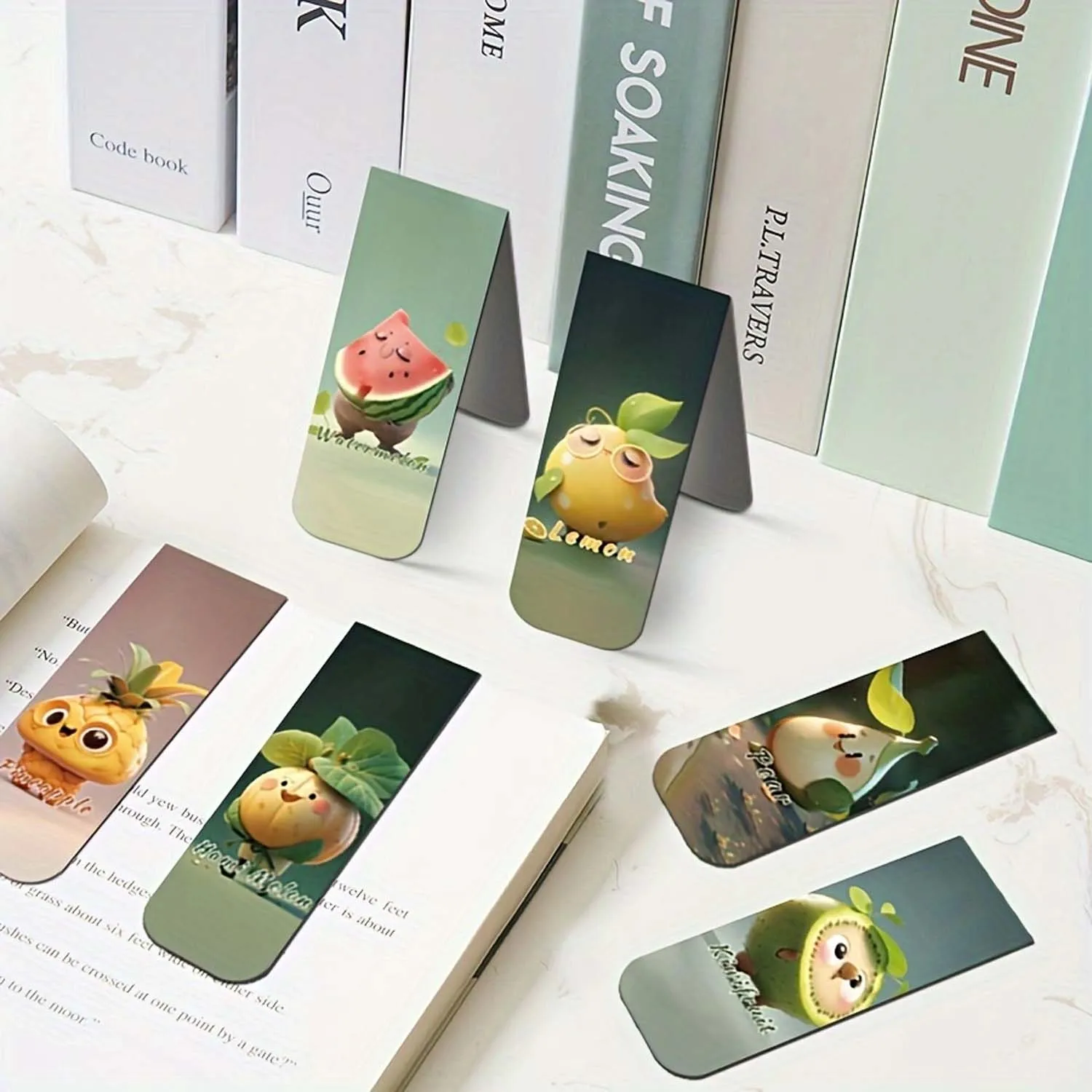12pcs Magnetic Bookmarks Cute Fruit Page Markers for Students