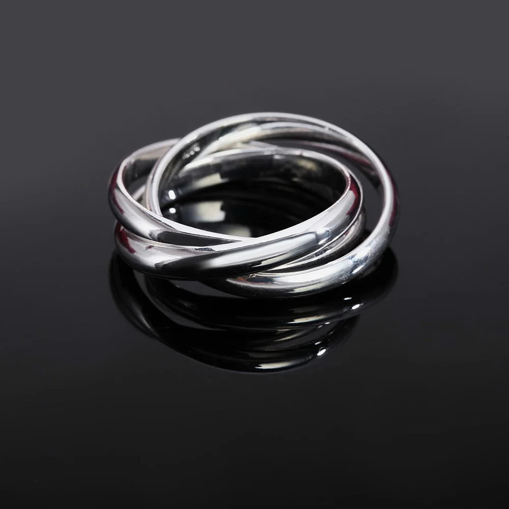 925 Sterling Silver Three Round Woman Rings Fine Jewelry