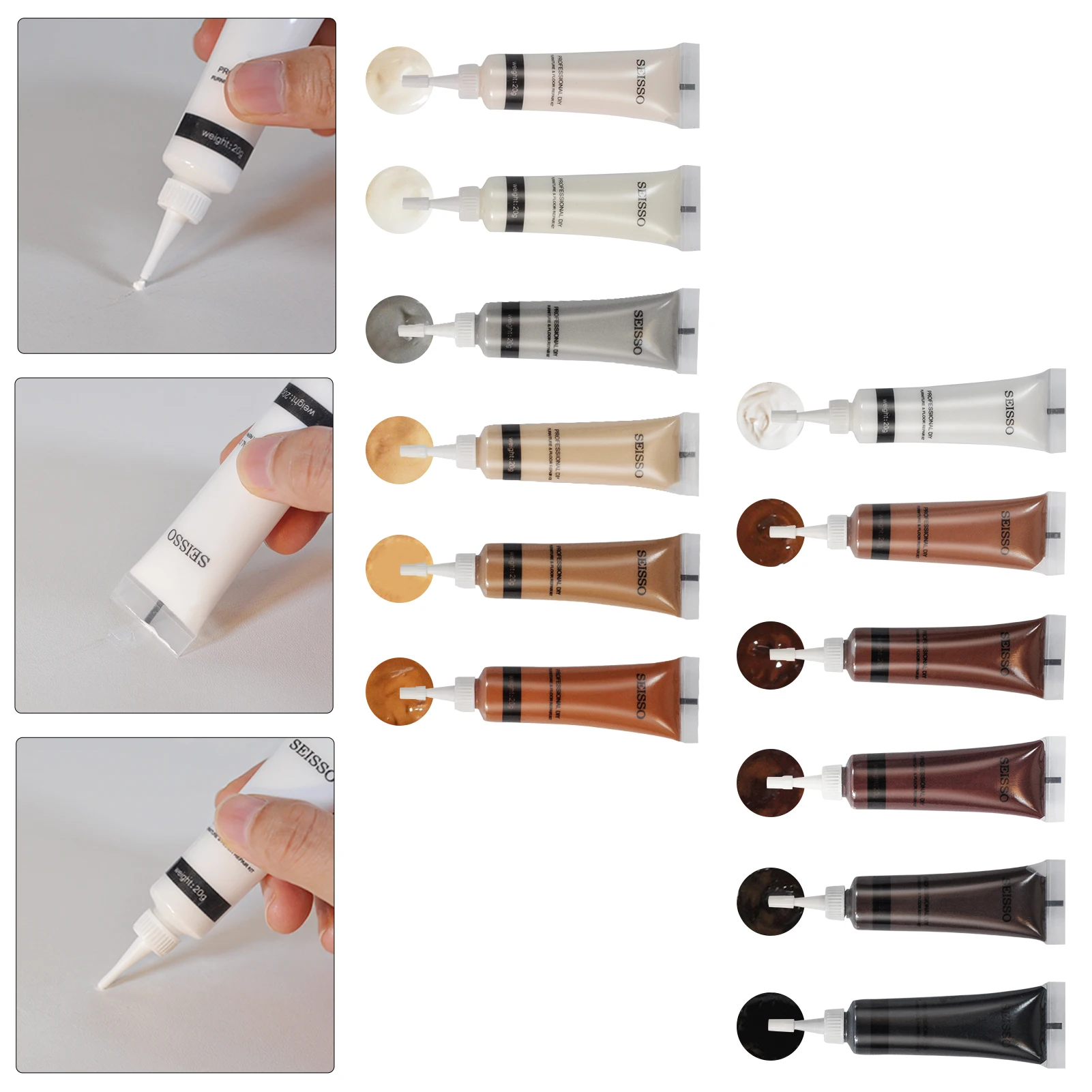 Description Picture 5 of itemWood Repair Kit Floor Repair Wood Filler 12 PCS Touch Up Furniture Repair Kit Furniture Scratch Kit for Table Door Cabinet