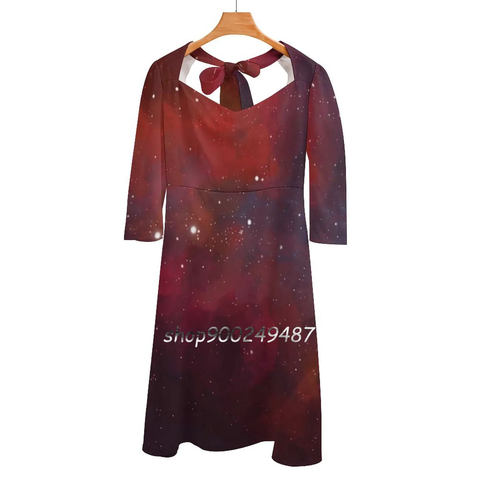 Space Fox Nebula Evening Party Dresses Midi Sexy Dress Female Sweet One Piece Dress Korean Space Galaxy Nebula Night Sky Cosmos