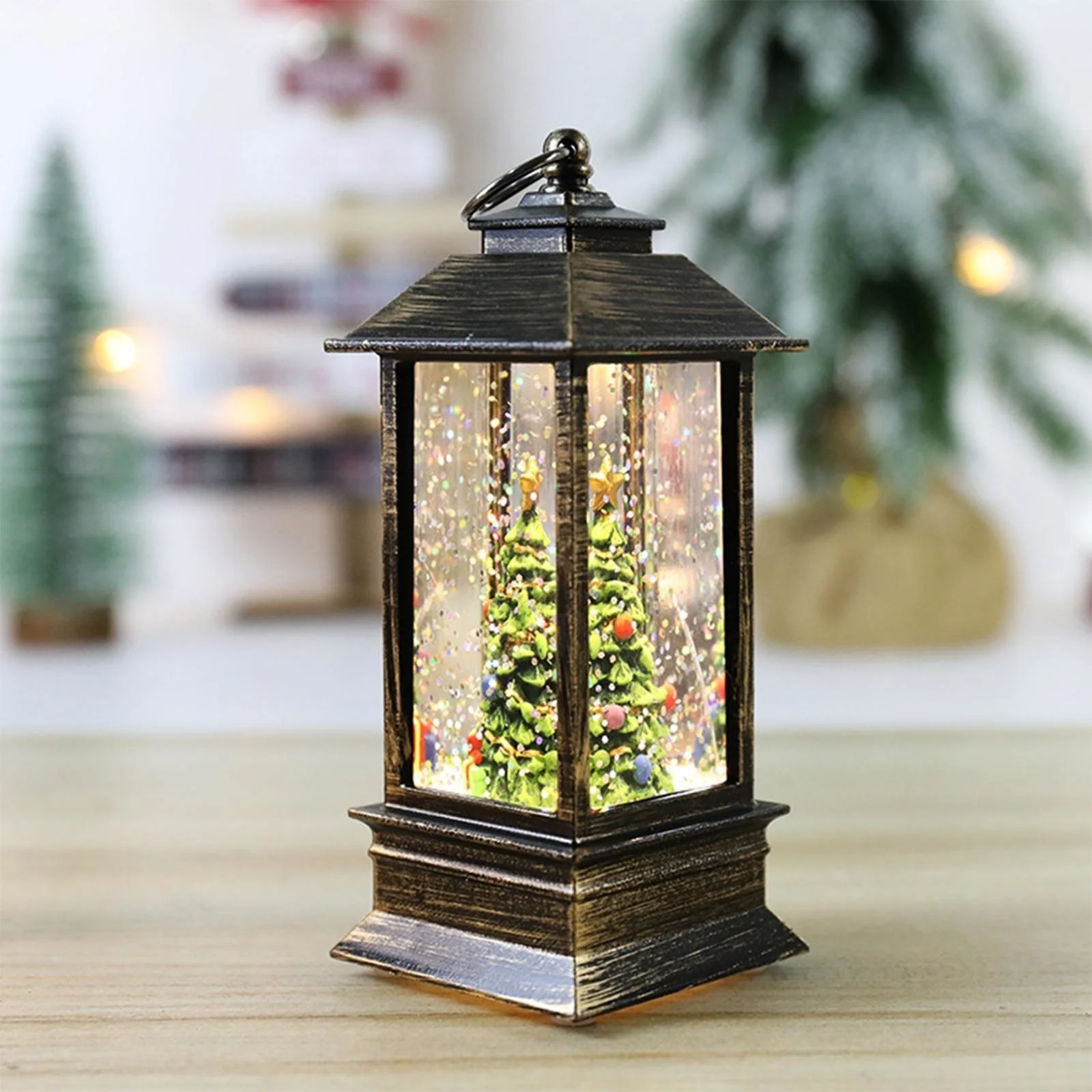 Merry Christmas Decoration Christmas Lanten Led Globe Hanging Vintage Santa Lamp Snowman Tea LED Lantern Light Castle