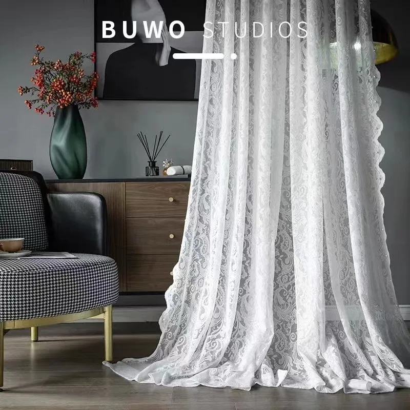 Pastoral White Tulle Sheer Curtains Voile Organza Curtain Fabric Window Drapes For Bedroom Home Decoration Custom Made Curtains
