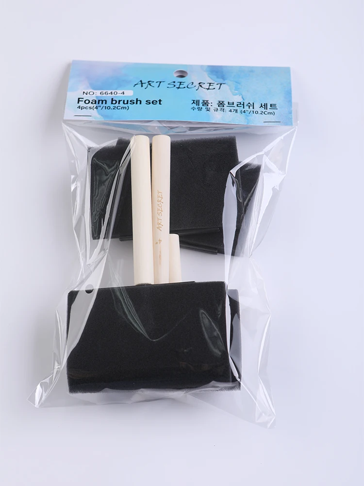

Artsecret New Arrivals High Quality Foam Brush Set 6640-4 4/Set Sponge Watercolor Art Paint Brushes Kit With Plastic Bag