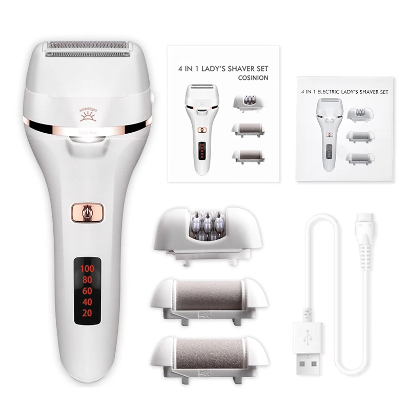 4 IN 1 Electric Lady Shaver Foot Callus Remover Set Epilator Depilator Dead Skin Callus Tool