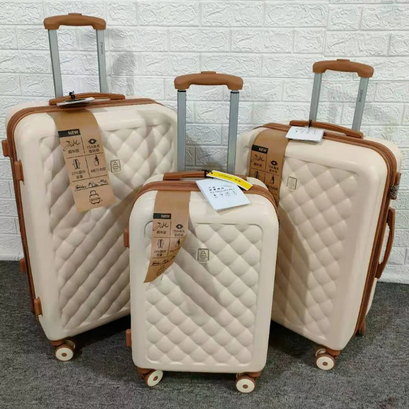 

Fashion Rolling Luggage Ins Mute Popular Checked Trolley Bag Carry on Luggage with Wheels Spinner Travel Luggage Suitcases Set