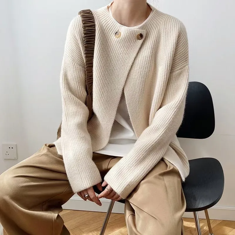 

Korean Autumn Long Sleeve Sweater Knitted Cardigan Women Fashion Winter Chic Two Buttons Cardigan Female Vintage Sweaters 29248