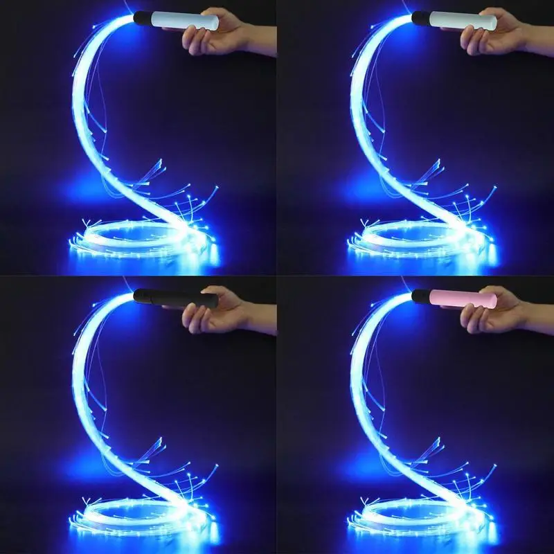 Colorful LED Fiber Optic Whip Light Reusable Battery Powered RGB Fiber Optic Glowing Whips For Lighting Show Dance Party