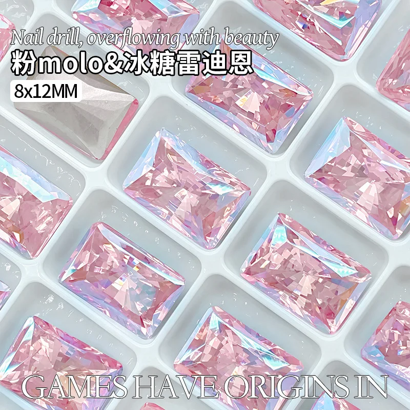 K9-Kristall, 8 x 12 mm, rechteckige Diamanten, strahlend geschnittene Facetten, Edelsteine mit spitzem Boden, verwendet für Ohrringe, Halsketten, Nagelschmuck-Zubehör – Detail 11
