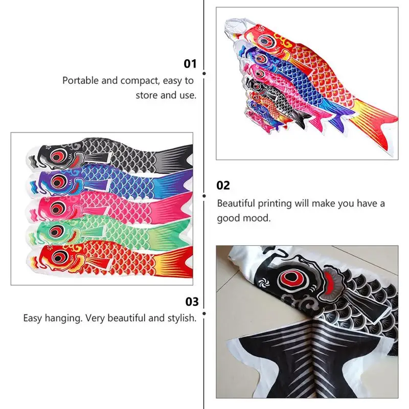 Flag Japanese Carp Windsock Hanging Koinobori Wind Streamer Decor Garden Flags Windsocks Kite Outdoor Spiral Socks Car Column 4
