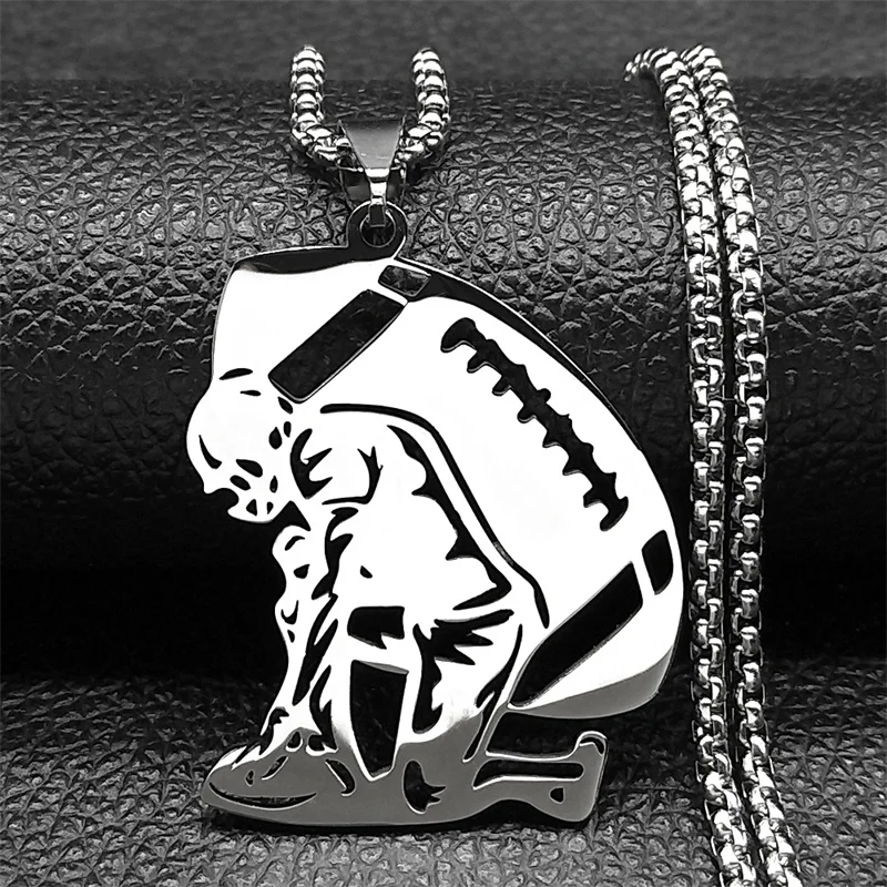 Trend Rugby American Football Anhänger Halskette Für Frauen Männer Edelstahl Gold Silber Farbe Männlich Glaube Kette Schmuck Geschenke – Detail 6
