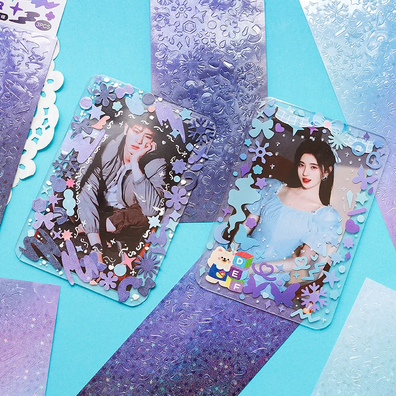 Mohamm 3 Vellen Glitter Laser Stickers Voor Foto Frames Diy Albums Creatieve Collage Materiaal Diy Ambachtelijke Projecten