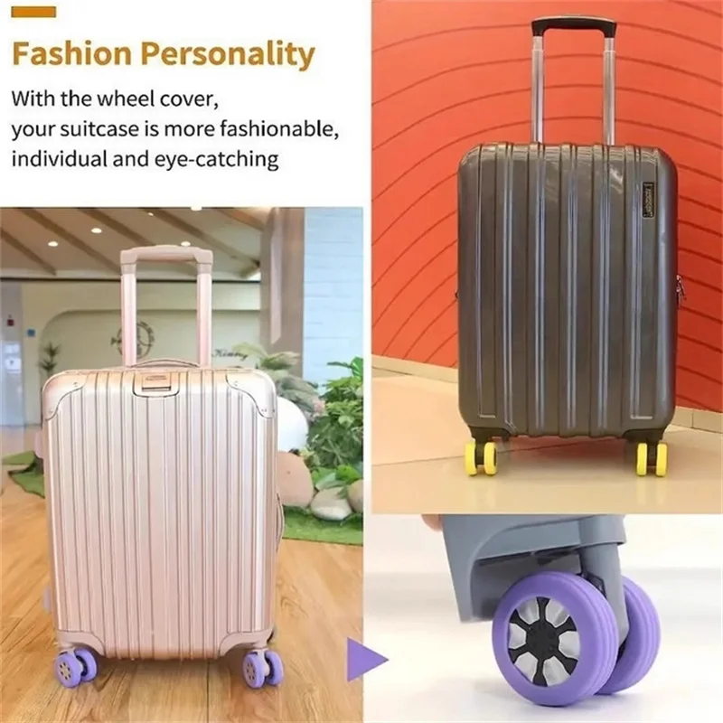 4/8PCS Silicone Travel Luggage Wheels Protector Cover Suitcase Wheels Protection Cover Trolley Box 2#