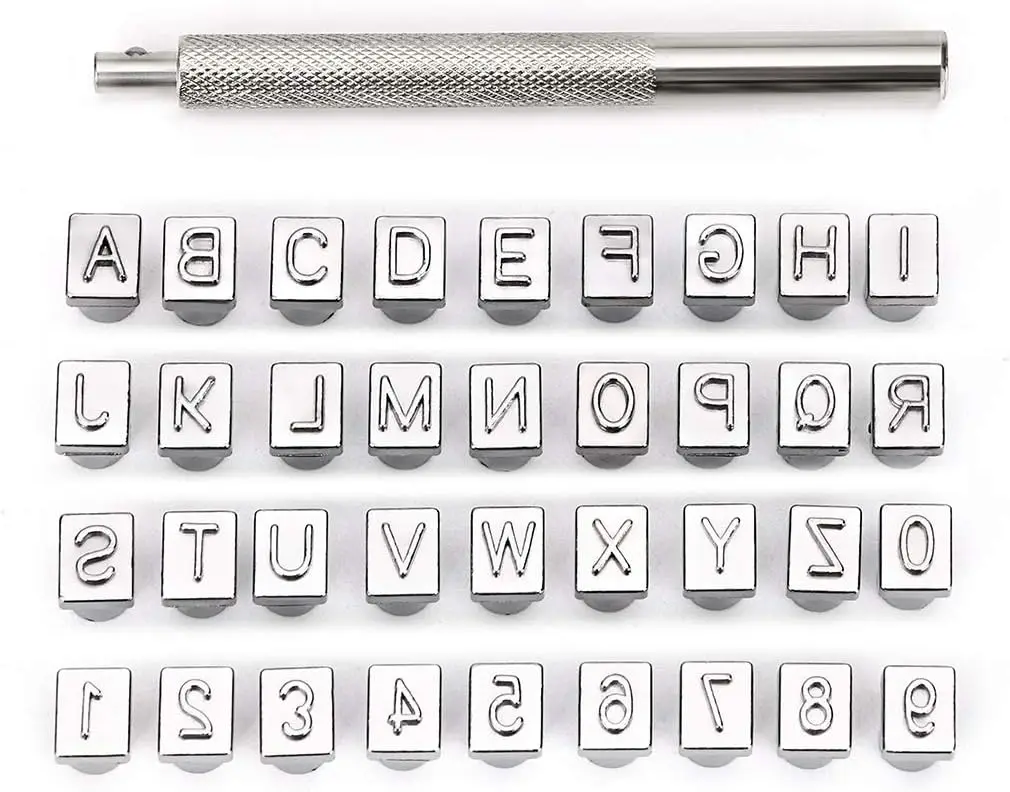 36pcs Capital Letters Number Stamp Set 3/6mm Alphabet Stamp Tools Leather Craft Stamping Tool Letter For Clay Leathercraft number letter stamp set,leather craft stamps,alphabet number stamp set