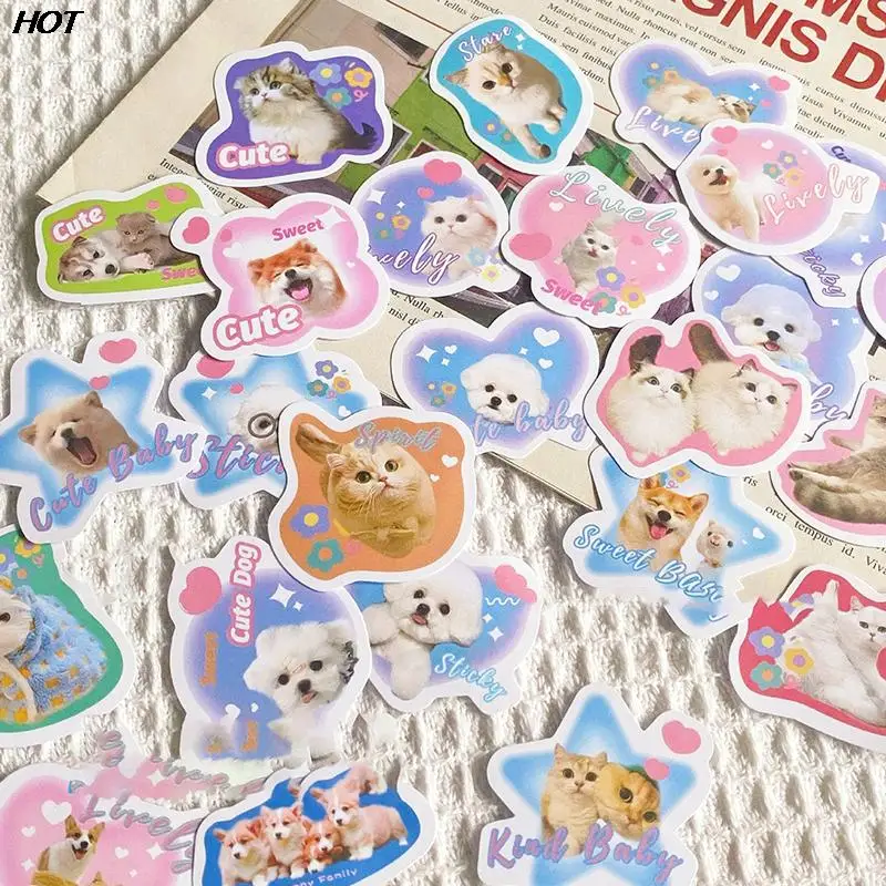 

60Pcs Cartoon Cute Pet Animal Creative Cats Dogs Graffiti Sticker DIY Bike Skateboard Car Helmet Notebook Computer Stickers