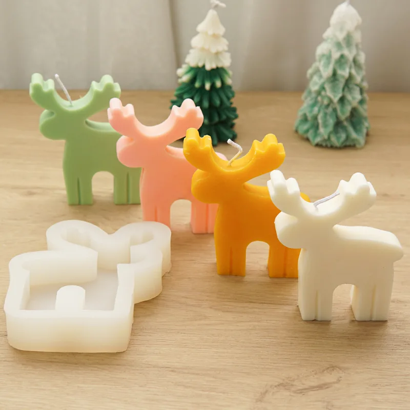 

Christmas Fawn Scented Candle Silicone Mold, Xmas Elk, 3D, Aromatherapy Plaster Candle, Handmade Soap Forms, Baking Mold, New
