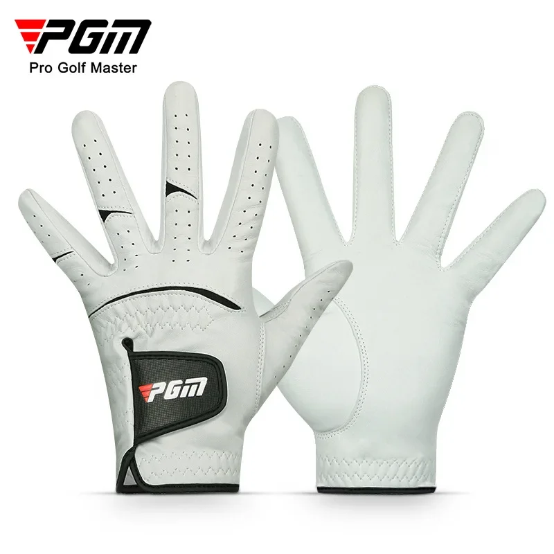 

PGM Men Golf Gloves Kid White Cape Genuine Leather Sport Hand Glove Wear Breathable Skid-proof Single Left Right Handed ST025