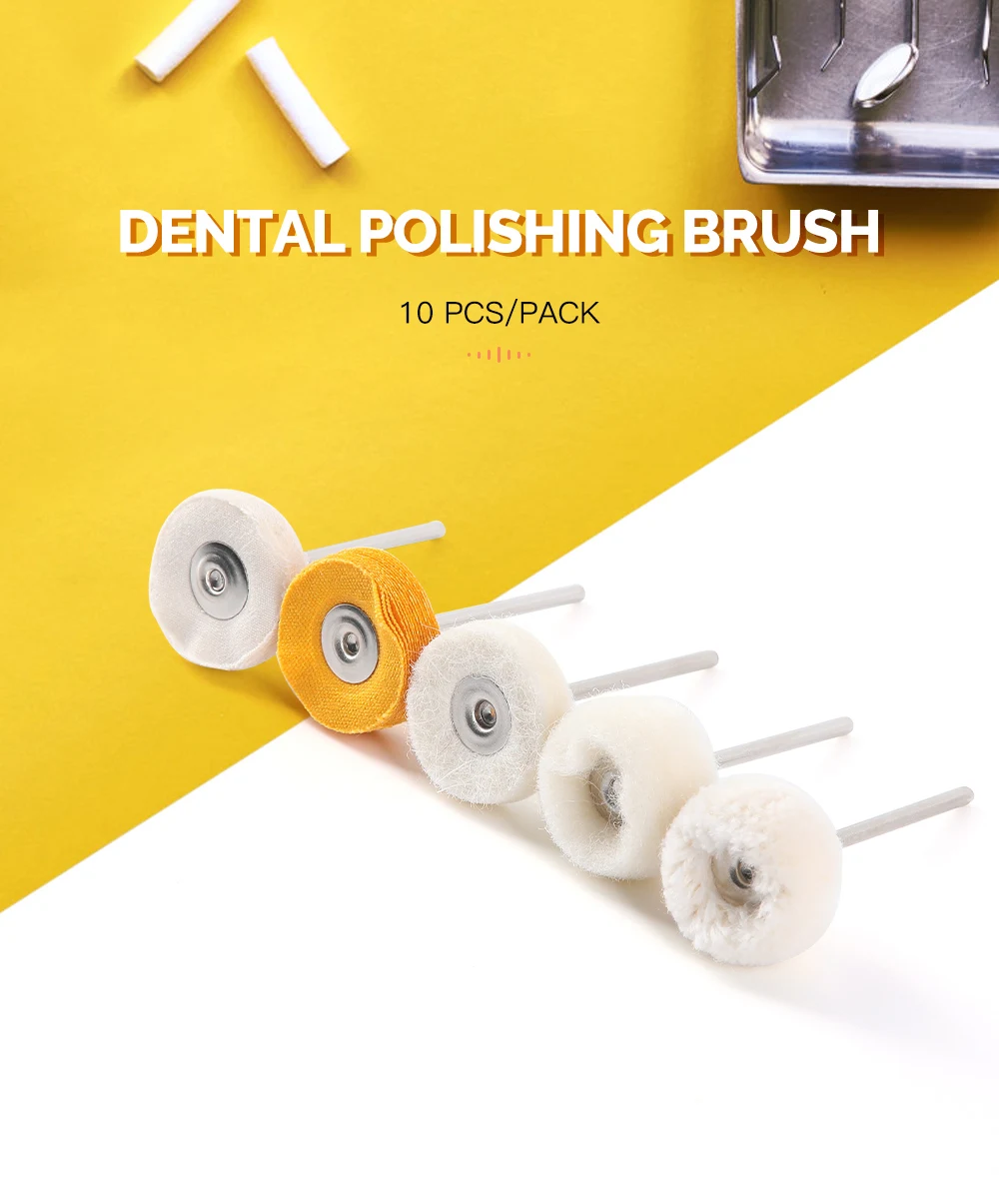 10 Stück/Set 22mm Dental-Polierbürsten Weiße/Gelbe Filz-Baumwoll-Polierpads HP2.35mm für Zahnmedizin – Detail 3