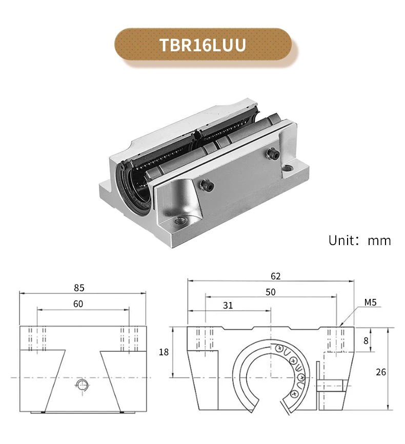1 stücke 2 stücke 4 stückeTBR16UU/TBR20LUU/TBR25LUU/TBR30LUU Linear Kugellager Unterstützung Block CNC Router Für 3D Drucker Teile linear Guide – Detail 13