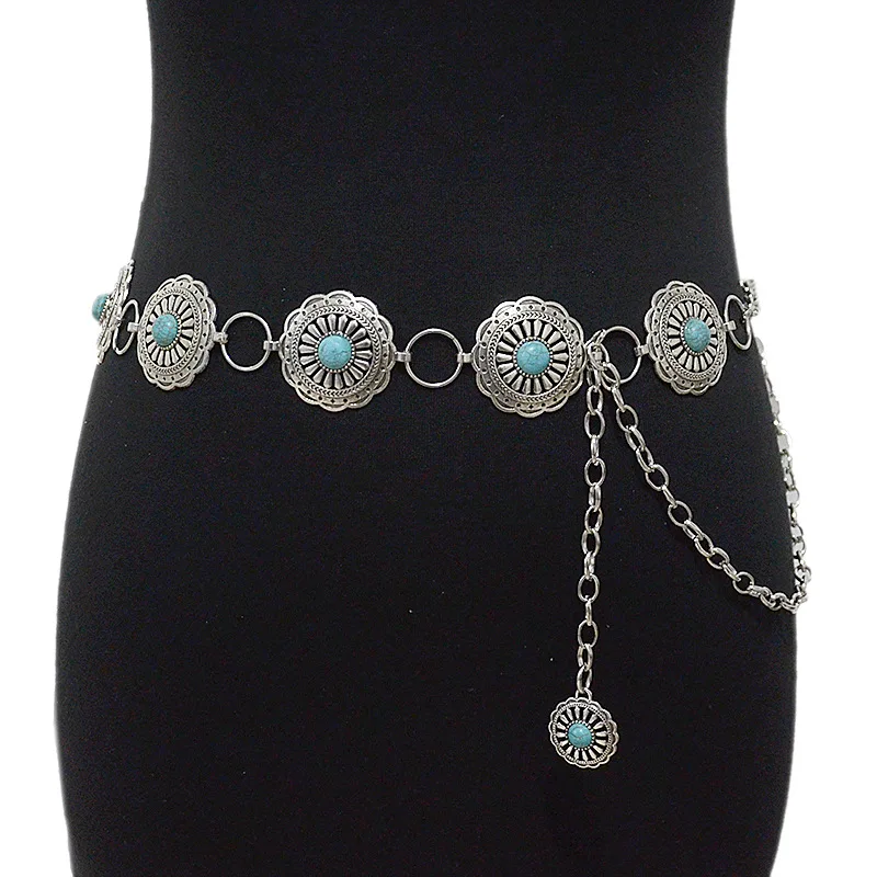 

Новый женский Повседневный круглый декоративный ремень в стиле ретро модная металлическая цепочка на талию