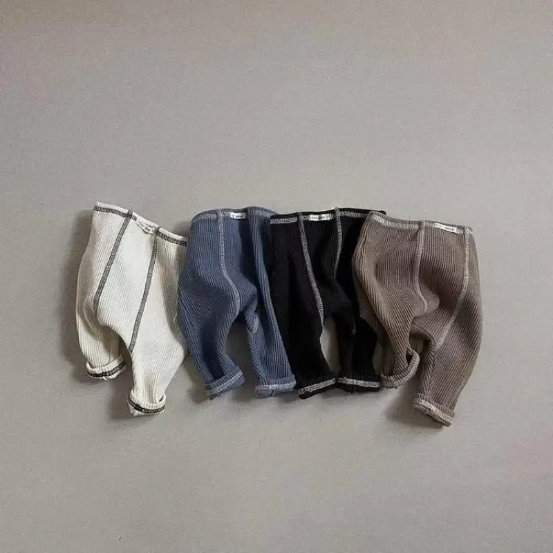 Autumn New Baby Solid Thread Leggings Cotton Boy Girl Drawstring Trousers Infant Toddler Pp Pants Newborn Casual Pants 0-24M baby trousers,cotton pants,baby leggings