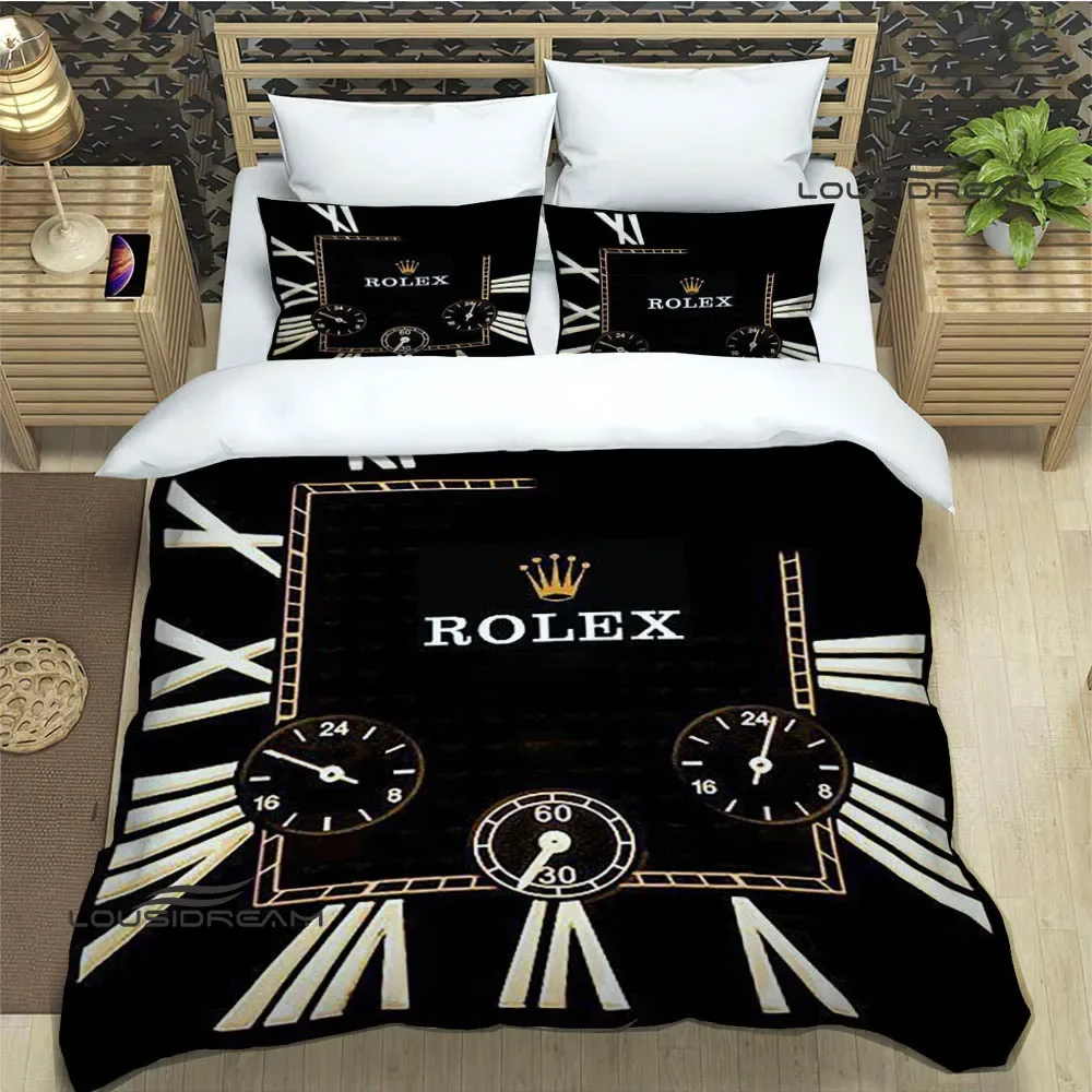 

Watch R-Rolexs logo Print Bedding Sets exquisite bed supplies set duvet cover bed comforter set bedding set luxury birthday gift