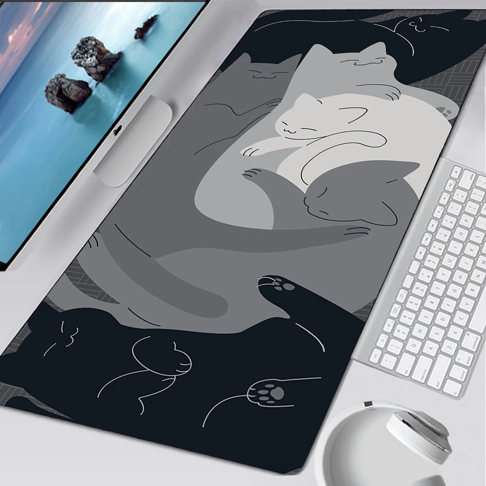 

Black Cat Mouse Pad Cartoon Anime for Office Mouse Gamer Waterproof Desk Mat Laptop Computer Keyboard Gaming Pink Mat 900x300