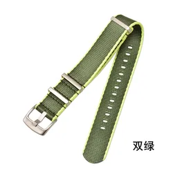 Deluxe Military - Style Nylon Strap with Triple Ring Buckle - 22mm (Double Green)