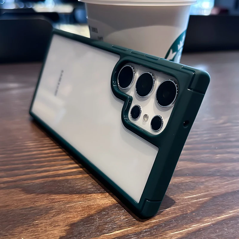 Transparent Shockproof Armor Case with Soft Frame and Hard Back Cover