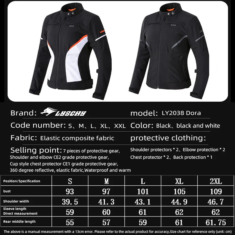 LYSCHY Motorcycle Jacket Women Autumn Winter Warm Anti-fall Motocross Riding Clothing Waterproof Wear-resistant Off-road Jacket