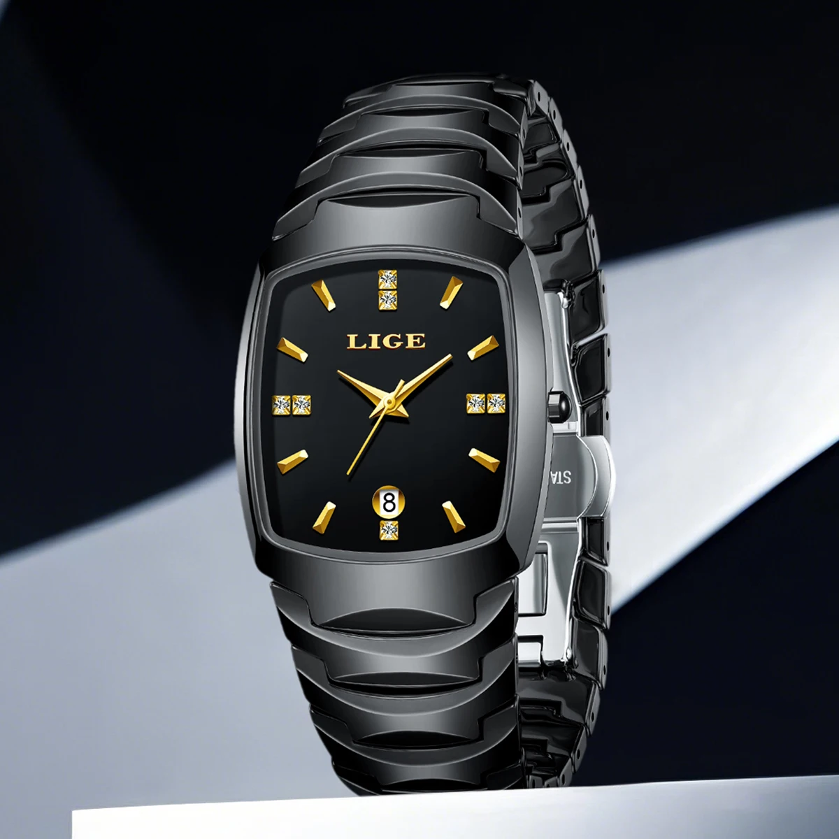 Alina Gadgets Lige Elegant Ladies Watch Fashion Simple Diamond Dial Waterproof Women Watches Luxury Ceramic Strap Date Classic Quartz Watch, Alina Gadgets