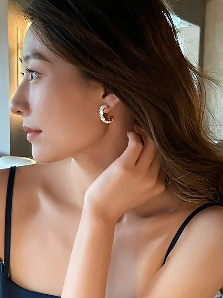 2025 neue Luxus Opale Intarsien Zirkon C-förmigen Baumeln Ohrringe Mädchen Exquisite Zubehör Für Koreanische Mode Schmuck Party frauen – Detail 5