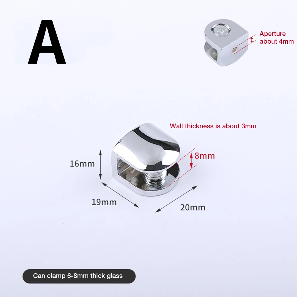 Glass Shelf Clamp Holder 12Pcs/Lot Glass Brackets Adjustable Zinc Alloy Glass Clip Shelf Clamp Holder Flat Back Mount Holder for Staircase Handrail