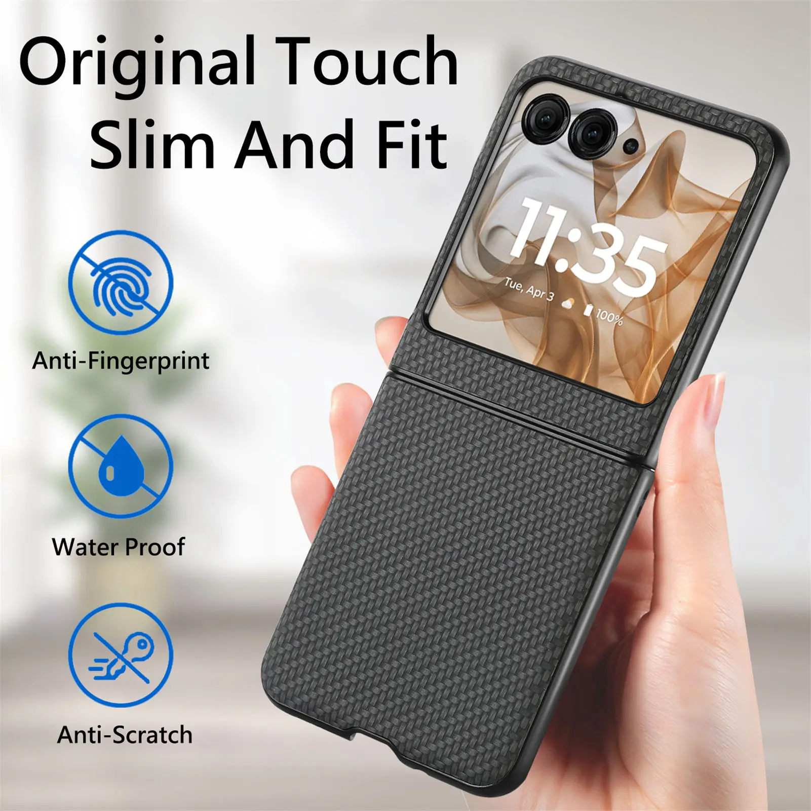Sleek Carbon Fiber Texture Folding Case - Fashion Edition